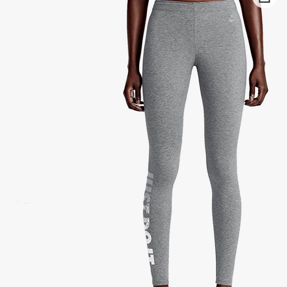 Gray Nike “Just Do It” Metallic Leggings